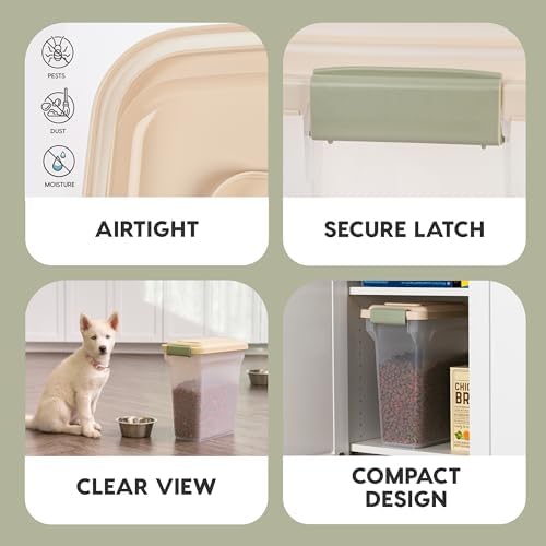 IRIS USA Dog Food Storage Container, Up to 13 lbs, Almond