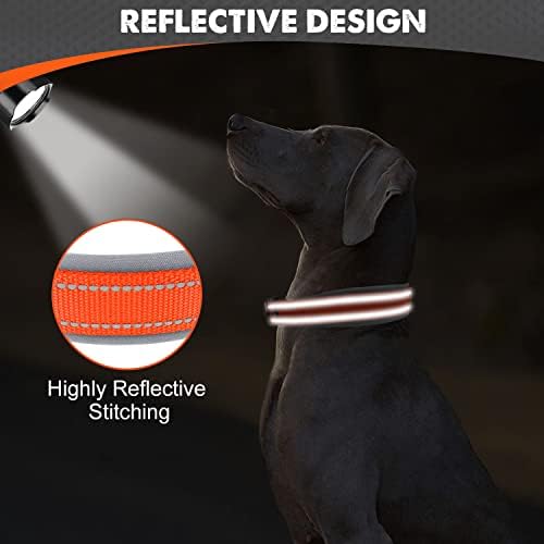 Joytale Reflective Dog Collar for XLarge Dogs with Wide Padding, Orange