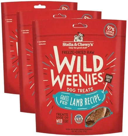 Stella & Chewy's Freeze-Dried Raw Wild Weenies Dog Treats - High-Protein Training Treats for Dogs & Puppies - All-Natural Grass-Fed Lamb Recipe with 97% Meat & Organs - USA Made - 3.25 oz Bag