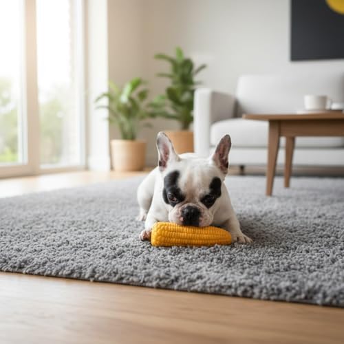 Jinshining Yellow Dog Puppy Latex Corn-Shaped Squeaky Bite-Resistant Interactive Chew Toy - for Aggressive Chewers, Small/Medium/Large Dogs