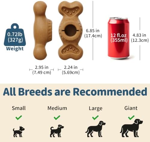 Enrichment Frozen Dog Treat Dispensing Interactive Chew Toy, Brown | with 4 Mold Cups, for Aggressive Chewers Large Dogs to Keep Them Busy, Coffee Wood Puzzle Licking Toy, Indoor & Outdoor