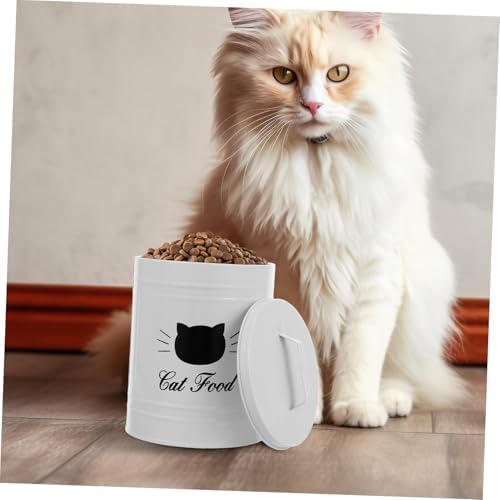 ABOOFAN Pet Food Storage Bin Iron Metal Dog Treat Container with Airtight Lid Versatile Canister for Dog and Cat Snacks Easy to Design Pet Food Holder Keeps Food Fresh