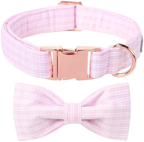 Lionet Paws Dog Collar, Pink Stripe Pattern Pet Collar Durable Cute Dog Collars Male or Female Pet Gift Adjustable Dog Collar for Large Dogs