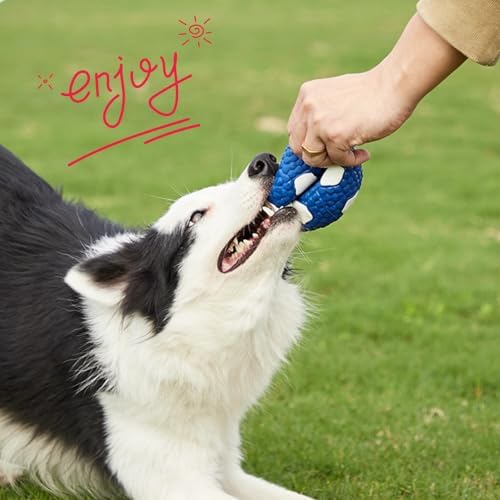 Squeaky Chew Dog Toys Interactive Sports Balls with Squeaker Soft Latex Rubber Bouncy Fetch Ball Toy (Soccer, Volleyball, Football, Tennis) for Puppy & Dog (Soccer,Large)