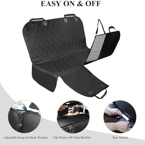 VIVAGLORY Dog Seat Cover Hammock - Black, Large
