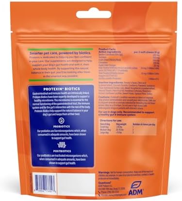 Protexin Daily Care Gut+ Immunity | 60 Dog Chews, Turkey and Cranberry Flavor Dog Supplement | Probiotics for Dogs, Dog Postbiotics