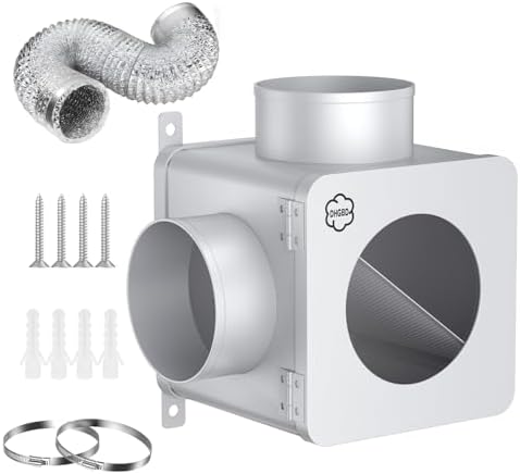 90° Dryer Lint Trap – Indoor Secondary Lint Trap for Dryer with 4" x 8FT Vent Hose, Dryer Duct Lint Trap Box & Stainless Filters, Dryer Lint Catcher for Electric & Gas Dryers(Metal)