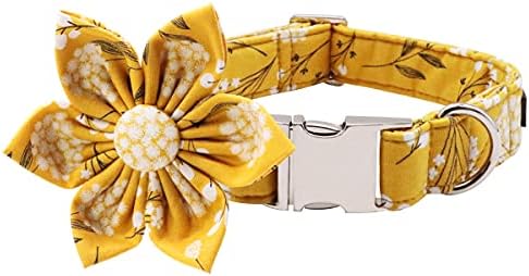 Lionet Paws Dog Collar with Flower, Soft and Comfortable, Adjustable Collar for Small Dogs Girl, Neck 10-16 inches