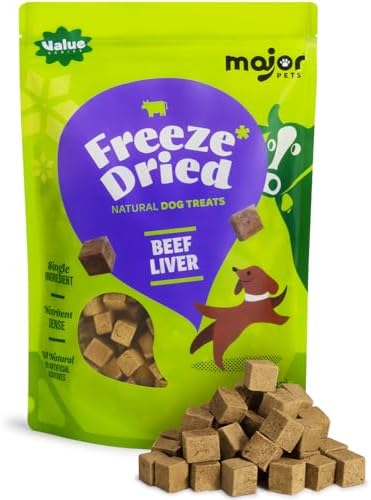 MAJOR PETS Freeze Dried Beef Liver Dog Treats, 3.5 oz Bag, Made in USA