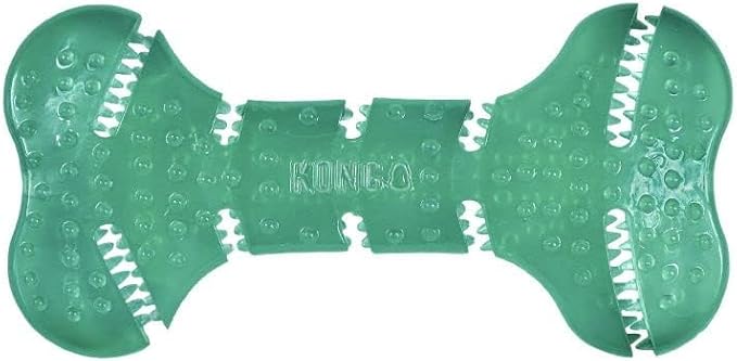 KONG Squeezz Dental Bone, Flexible Dental Chew Toy, for Medium/Large Dogs | Flexible Squeezable Dental Toy for Gentle & Mild Chewers, Helps Clean Teeth & Gums During Engaging Play