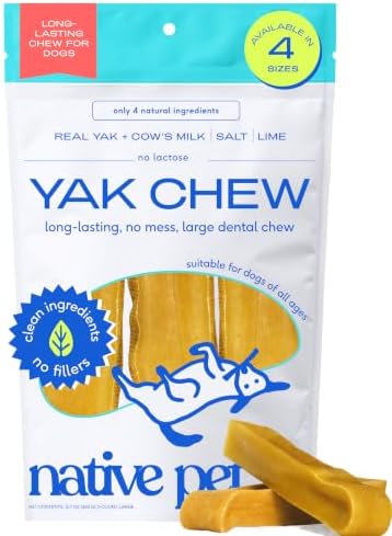 Native Pet Yak Cheese Himalayan Dog Chews - Long Lasting Dental Sticks for Large Breeds – 100% All Natural Himalayan Yak Chews for Large Dogs – Cheese Bone for Aggressive Chewers - 3 Per Pack