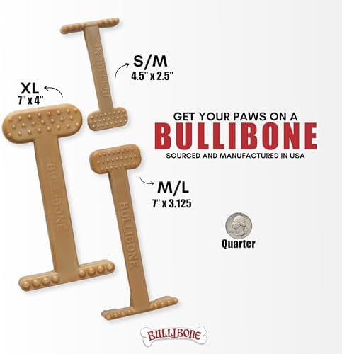 Bullibone Nylon Dog Chew Toy for Aggressive Chewers - Dental Hygiene Bone with Beef Flavor, Durable Tough Chew Toys for Large Dogs, Indestructible Dog Bone - 3 Pack