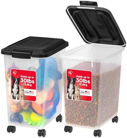 IRIS USA Dog Food Storage Container, 2-Pack, Up to 54 lbs, Black