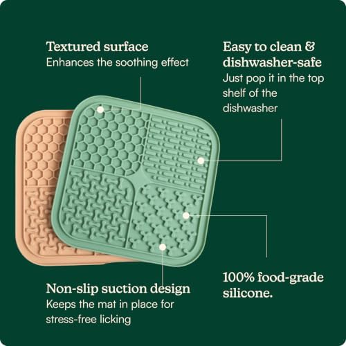 Reggie Silicone Lick Mat for Dogs | Anxiety Relief Slow Feeder, Treat Dispenser. Extends Mealtime for Fast Eaters | Dog Licking Mat w/Non-Slip Design with Suction Cups - BPA-Free Freezer Safe