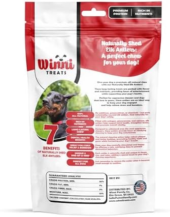 Winni Treats Elk Antlers for Dogs - Single Ingredient, Preservative-Free, Premium Shed, Grade A Split Elk Antler Dog Chew, High in Protein, Calcium for Teeth, Low in Fat, Dog Treat Antler (2 Pieces)