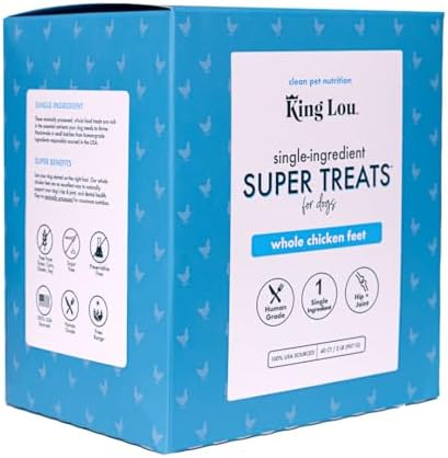 King Lou Pets Whole Chicken Feet for Dogs, Dehydrated Treats, 40 Count
