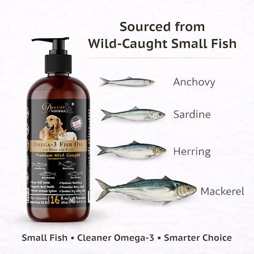 Omega-3 Fish Oil for Dogs & Cats – 2-Pack (16 fl oz Each) High-Potency Wild-Caught Fish Oil with 800 mg EPA + 525 mg DHA per Teaspoon, Supports Skin & Coat and Joint Health Supplement