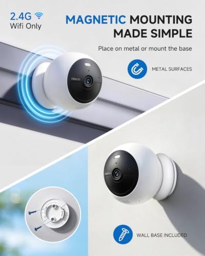 Noorio IP66 Magnetic Outdoor Security Camera, 1080P, 2.4GHz WiFi, B200SE