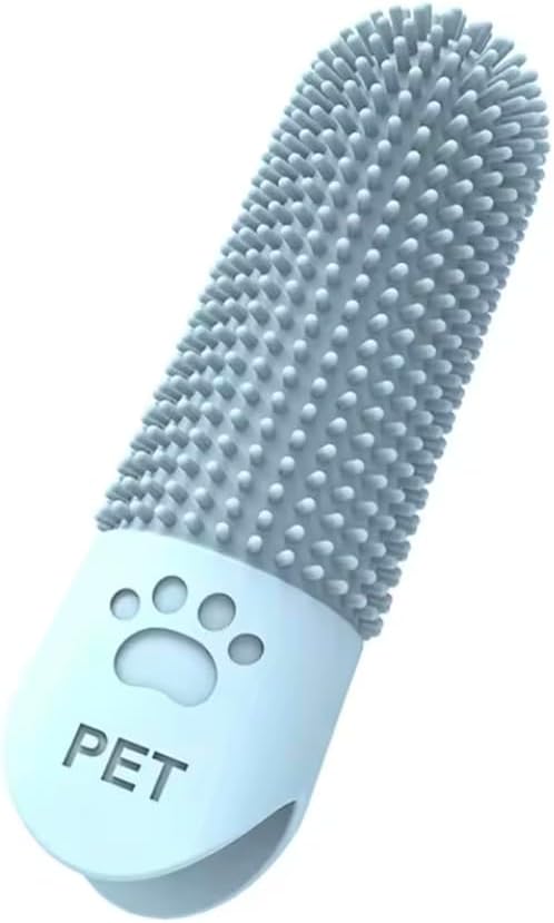 Dog Toothbrush Finger Silicone | Pet Dental Cleaning Brush for Dogs & Cats | Soft Bristles Oral Care | Finger Toothbrush for Pets (Blue)