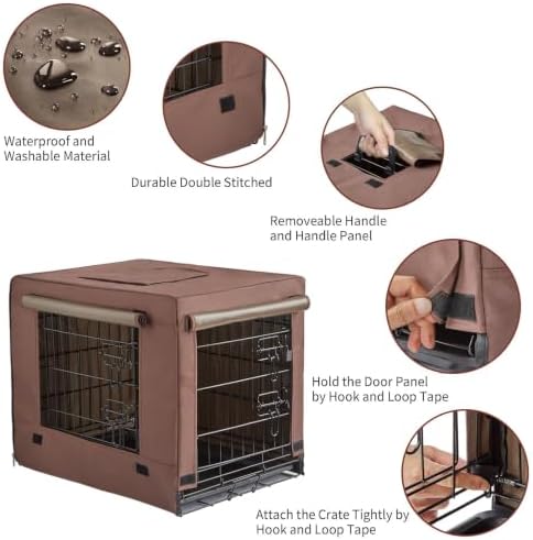 DONORO Dog Crates for Small Size Dogs Indoor Double Door Dog Kennels & Houses for Puppy and Cats, Collapsible Metal Contour Dog Cages (Brown, 24.0" L x 18.0" W x 20.0" H)
