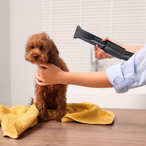 High Velocity Dog Hair Dryer, Groomer Partner Pet Hair Force Dryer, Professional Dog Grooming Blower with Heater, 3.2HP/2400W Adjustable Speed 4 Nozzles, Black