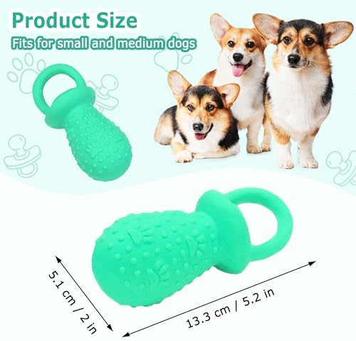 Latex Chew Dog Toys, Novelty Squeaky Pacifier Dog Toys, 5.2" Durable Pacifier Dog Chew Toys for Small and Medium Dogs (Green,1 Pcs)