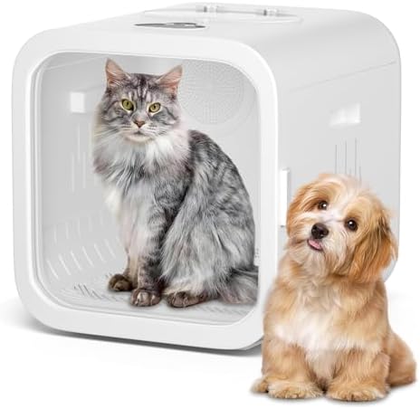 68L Automatic Pet Dryer Box for Cats & Small Dogs – Ultra Quiet, Smart Temp Control, 360° Dual Airflow, Fast & Safe Drying,Care Window， Negative Ion Care for Home Grooming