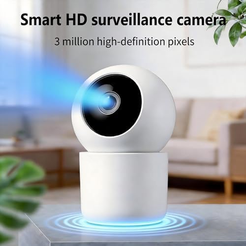 Indoor Pan/Tilt Home Security Mobile Tracking Camera 2K 3MP, 345 Degree Wireless WiFi Webcam/Monitor for Baby/Elder with Night Vision & Phone App (128G SD Card Storage), 2 Way Audio, Human Detection