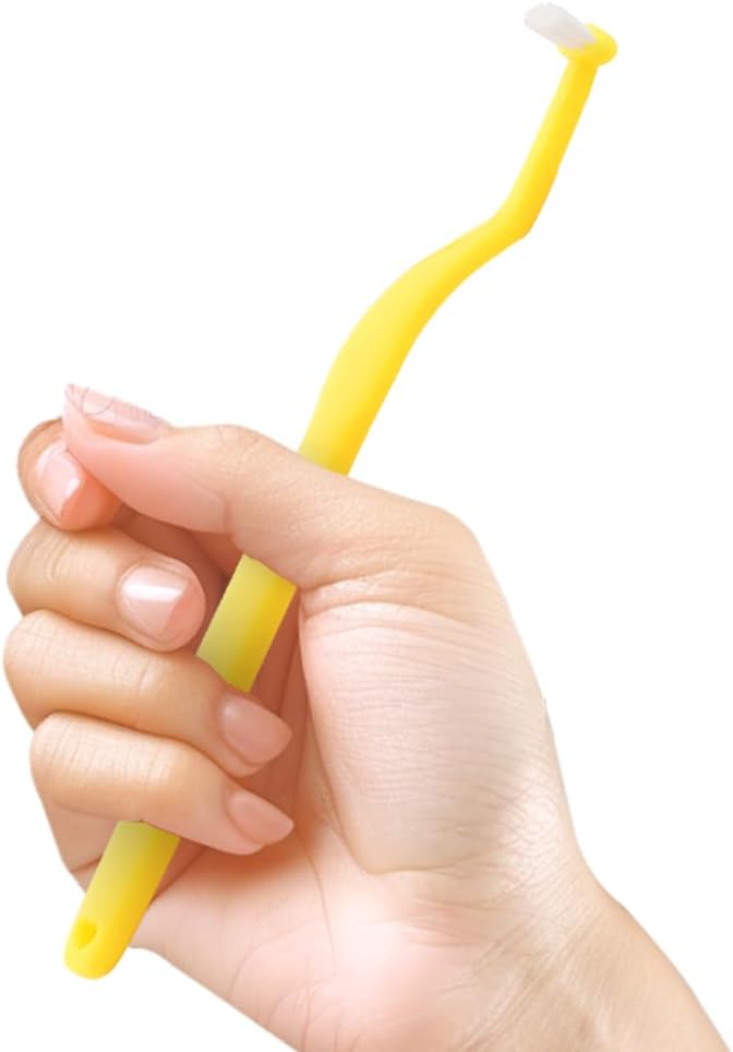 DQITJ 2 Pack Small Dog Toothbrush Mini Head Soft Tooth Brush Kit for Sensitive Gum Puppy Kitten Small Dog Cat (Red and Yellow)