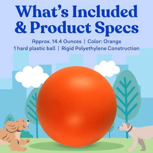 Doggie Dooley Virtually Indestructible Dog Ball - 8 Inch Hard Plastic Interactive Dog Toy for Large Breeds Over 35+ lbs - Built for Herding & Push Play - Floats in Water, Made in USA - Orange