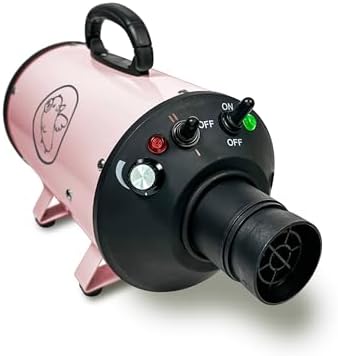 Flying Pig High Velocity Dog Pet Grooming Dryer w/Heater (Pastel Pink w/Grey Logo)
