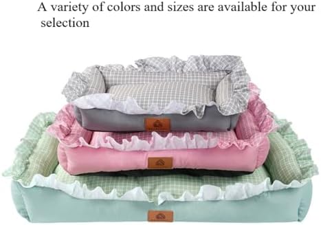 Dog and Cat Bed with Lacework Design - Washable Rectangular Pet Bed for Indoor Cats & Dogs, Cozy Non-Slip Puppy Kitten Bed(Pink,16 * 12 * 3in)