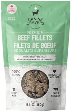 Canine Cravers Single Ingredient Dog Treats - Premium Beef Fillets, 5.3oz