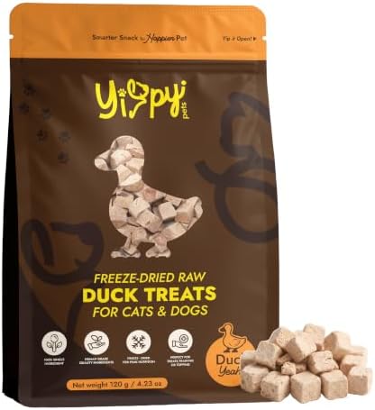 Freeze-Dried Duck Treats for Dogs & Cats — Single Ingredient, 100% Duck, Grain-Free High-Protein Treat & Food Topper, 4.23 oz (120g)