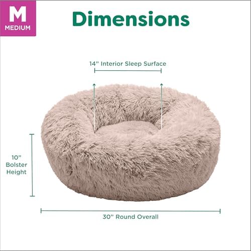 Furhaven Calming Donut Dog Bed, 30", Medium, Taupe