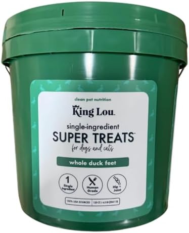 King Lou Pets Whole Duck Feet for Dogs, Dehydrated Treats, 120 Count