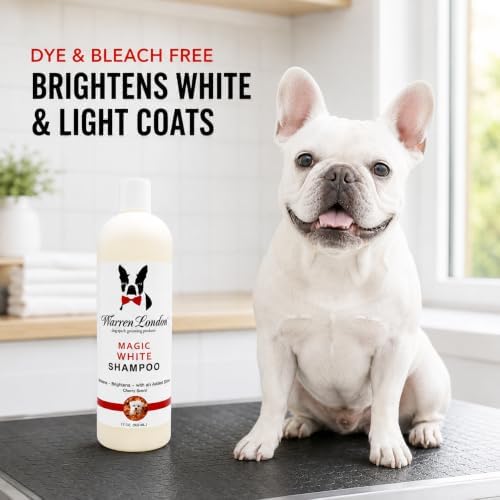 Warren London Magic White Dog Shampoo | Whitening Shampoo for White Dogs & Lighter Dog Coats | Puppy and Cat Safe Grooming Supplies | Cherry Scent | Made in USA | 17oz