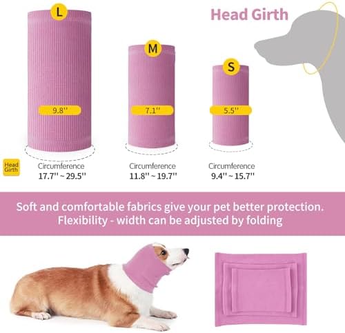 Nanaki Dog Hood Calming Ear Wrap,Quiet Dog Headband Dog Head Cover Snood | Dog Ear Fireworks Muffs, The Grooming and Force Drying Pet Ear Protector for Anxiety Relief Calming Dog Ear Covers for Noise