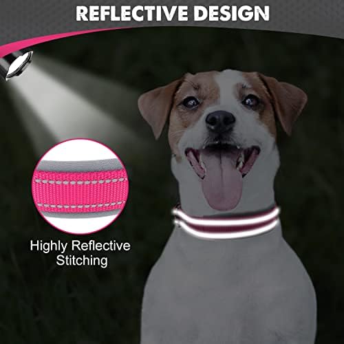 Joytale Reflective Dog Collar for Small Dogs with Wide Padding, Hotpink