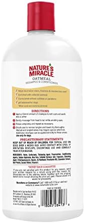 Nature's Miracle 2-in-1 Oatmeal Dog Shampoo & Conditioner, 32 oz | Odor Neutralizing Formula Leaves No Wet Dog Smell, Enriched with Aloe & Vitamin B, Soothes Pets Skin, Pistachio Cream Scent