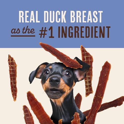 Waggin' Train Duck Jerky Dog Treats for Dogs with Sensitive Stomachs, Made with 100% Real Duck Breasts, Three All-Natural Ingredients, High Protein Dog Treat, Easily Digestible for Dogs, 36 oz. Pouch