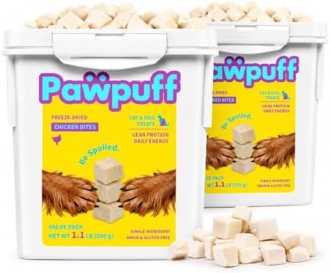 Freeze-Dried Chicken Treats for Dogs & Cats, 2 Pack, 1.1 lb Each, 2.2 lb Total, Single Ingredient Chicken Bites, High Protein Pet Treats for Multi-Pet Homes