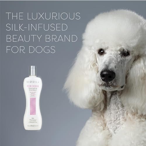 BioSilk for Dogs Silk Therapy Detangling Dog Shampoo, 12 Fl Oz Bottle | Coconut oil and silk proteins, dematting formula, paraben-free, pH balanced for all coats