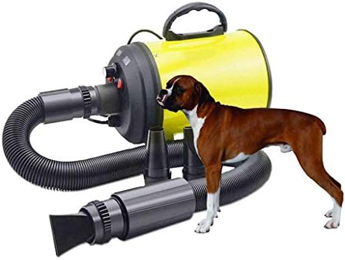Pet Grooming Hair Dryer Pet Blaster 2200W Stepless Speed Gear Control Low Noise Dogs Hairdryer Adjustable Temperature Heater Dryer Blaster Has 4 Nozzle Options (Color : Yellow)