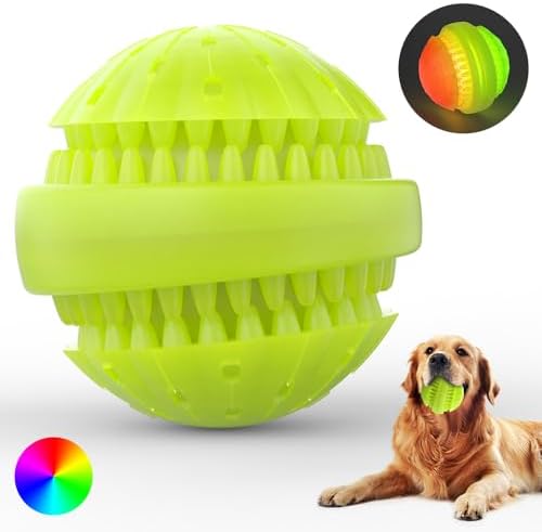 Eco-Friendly Rechargeable LED Dog Chew Toy Ball – Waterproof, Durable Silicone, Interactive Light-Up Design for Pets