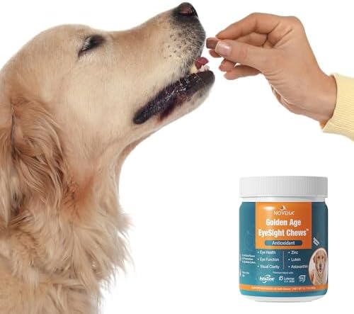 NOVEHA Eye Supplement for Dogs - Vision Support with Lutein + Vitamin C & Astaxanthin Antioxidants - Dog Vitamins for Eyes + Fish Oil for Omega 3 EPA - Made in USA - 90 Soft Chews (3 Pack)