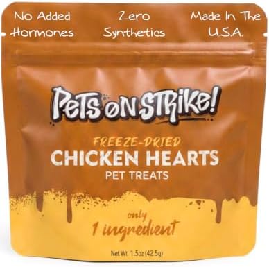 Freeze Dried Chicken Hearts for Cats & Dogs, USA-Made, 1.5oz