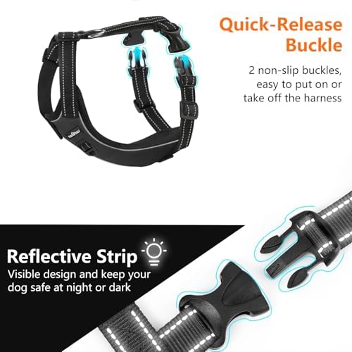 VavoPaw Dog Seat Belt Vest Harness for Car, 2 in 1 Seatbelt Buckle