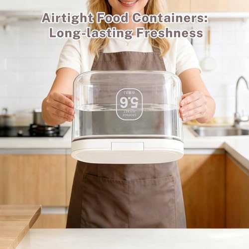LEAWALK 5-8Lbs/5.92Qt/5.6L Airtight Dog Cat Food Storage Container and Pet Storage Bin BPA-Free. PET Clear Stackable Dog Treat Containers for Pet Food/Rice/Dry/Cereals/Flour/Sugar/Bread
