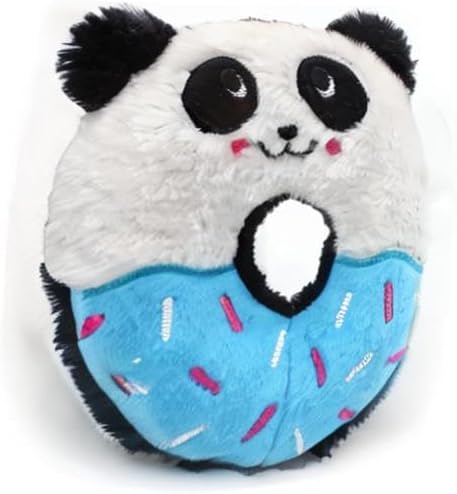 ZippyPaws Donutz Buddies Interactive Pet Toys, No Stuffing Dog Toys - Panda | Durable Squeaky Dog Toys, Chew Toy For Big and Small Dogs, Contains 2 Crescent Squeakers, Ideal for Aggressive Chewers